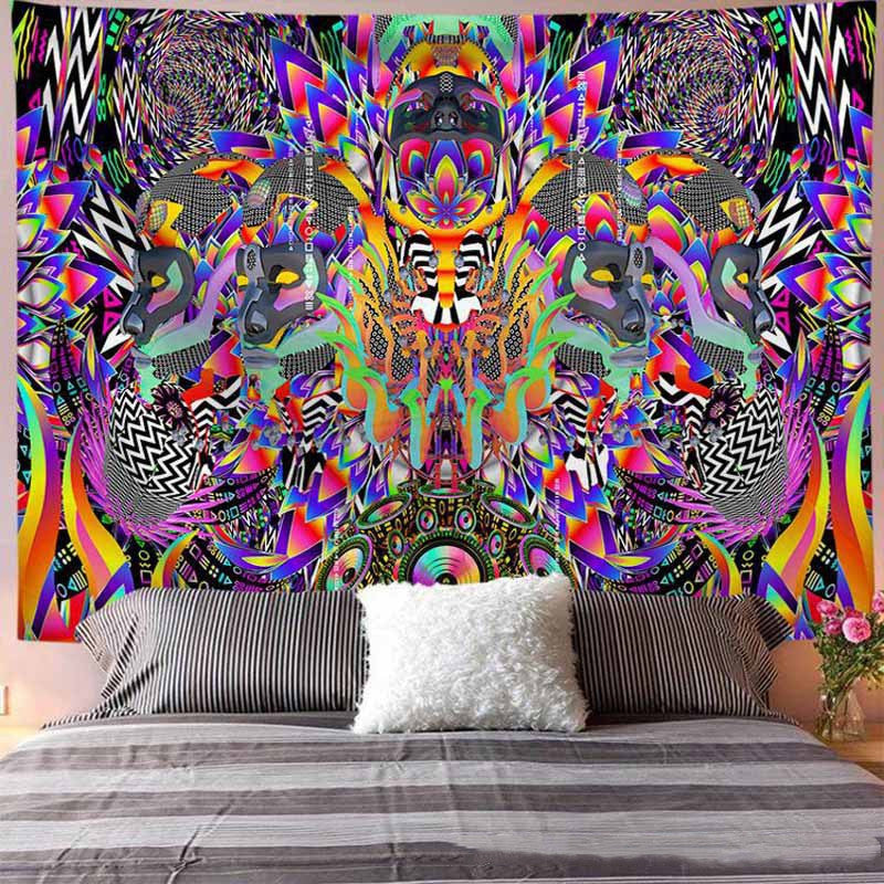 Crossbones Boho Floral Hippie Tapestry