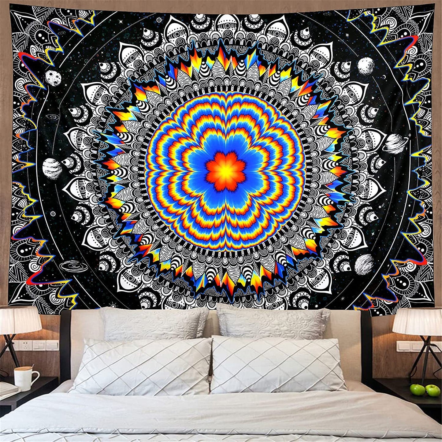 Psychedelic Black Tapestry Hippie Astronomy Galaxy