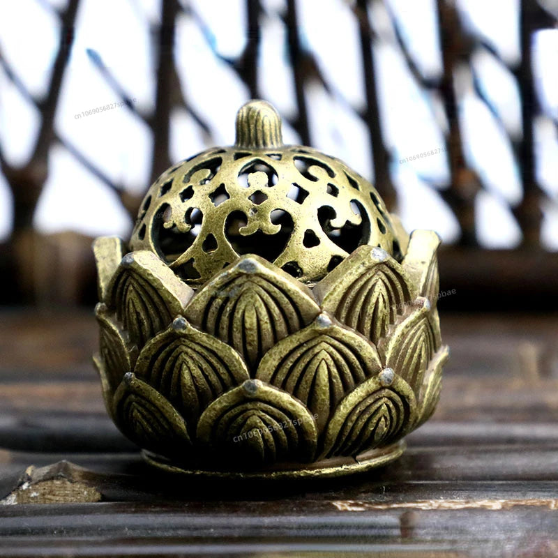 Buddhist Utensils Incense Burner Lotus Incense Censer Archaic Copper Alloy Sandalwood House Furnishings Home Office Decoration