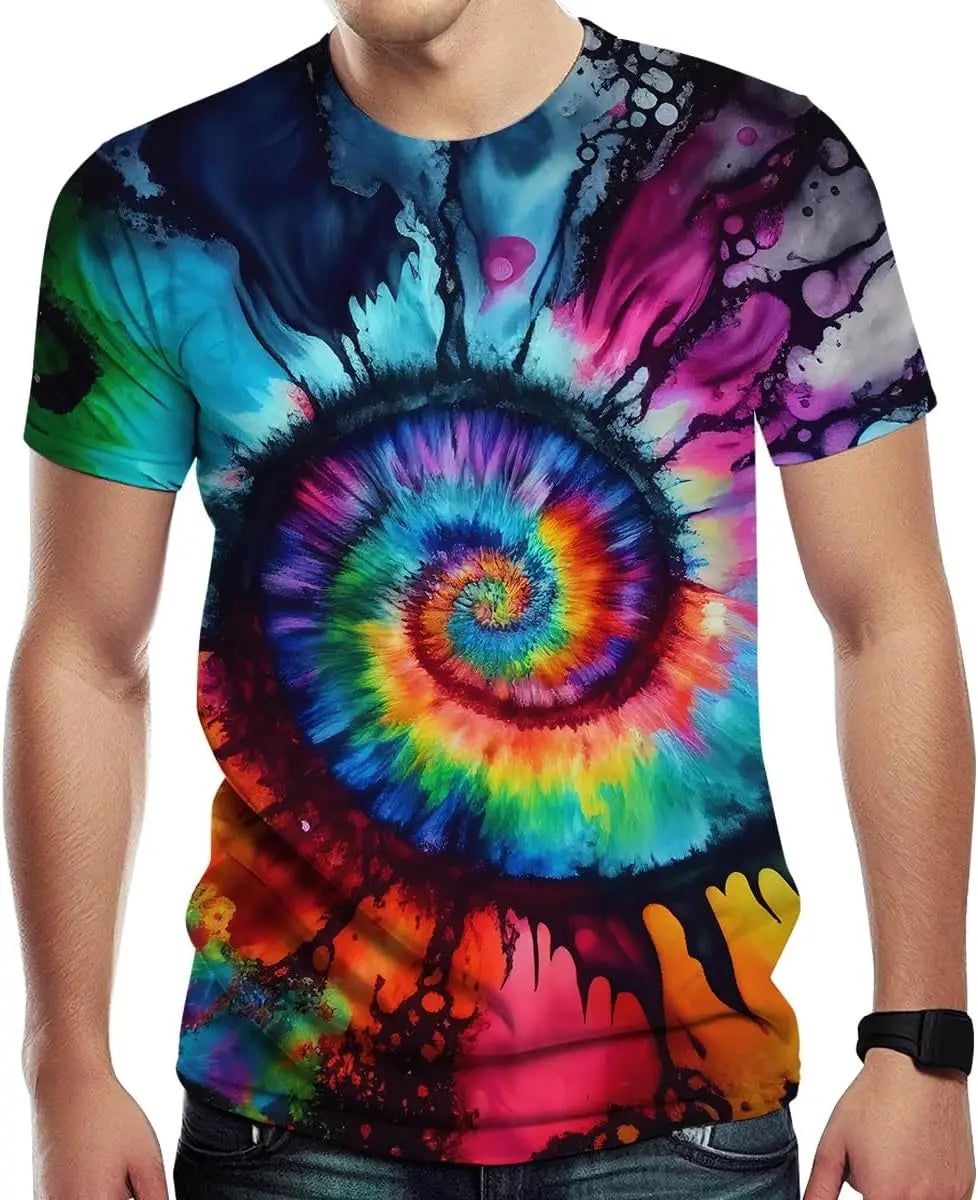 Colorful Tie Dye Pattern 3D Print T-shirts Men Woman Harajuku Streetwear O-neck T Shirt Hip Hop Unisex Tees Tops Clothing