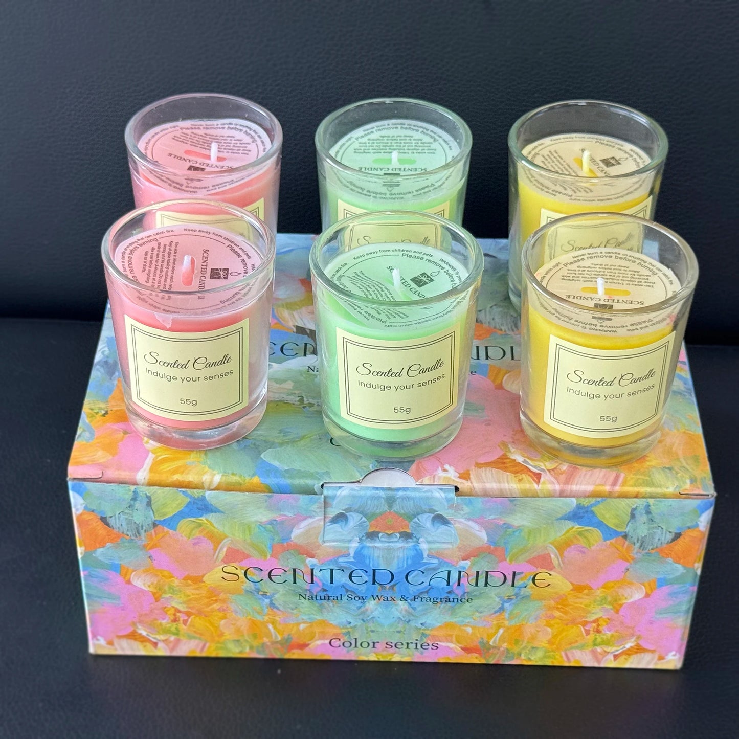 Creative Diy Gift box scented candles advanced sense glass handmade soy wax smokeless creative scented candles with gifts