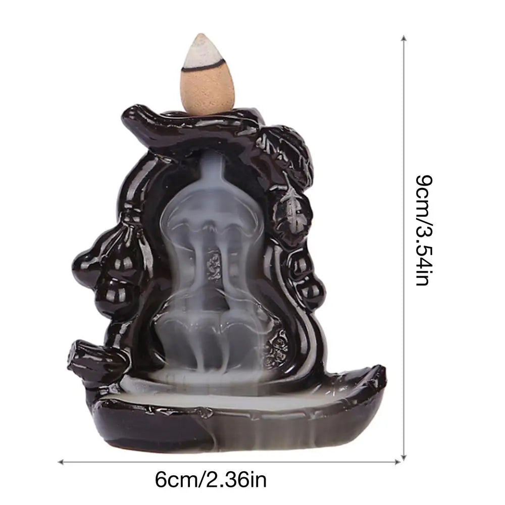 Resin Backflow Incense Burner Waterfall Smoke Incense Burner Innovative Tower Incense Sandalwood Aromatherapy Furnace Home Decor