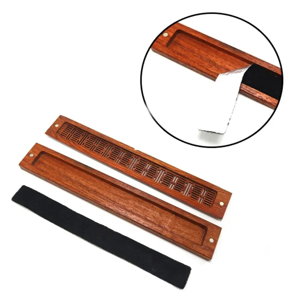 Bamboo Wood Incense Stick Holder Redwood Burning Joss Incense Box Burner Ash Catcher Table Ornament Home Decoration