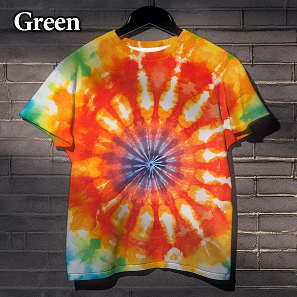 Cool Tie Dye 3D Printed T Shirts Fashion Street Fun Casual Short Sleeve Men and Women Printed Vertigo T-Shirts