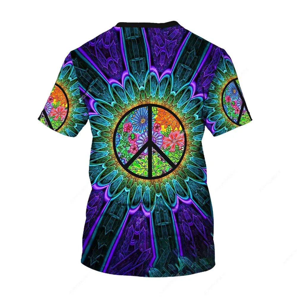 Jumeast Peace Love Hippie Men T-shirts 3D Print Vintage YK2 Unisex Baggy T Shirt Anti War Sign Clothes Streetwear Drip T-shirty