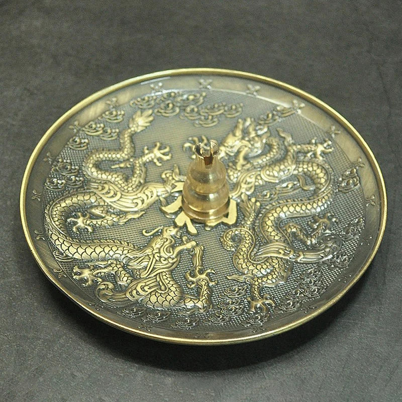 Dragon And Phoenix Bronze Incense Tray Twelve Zodiac Antique Thread Incense Holder Coil Incense Burner Indoor Sandalwood Stove