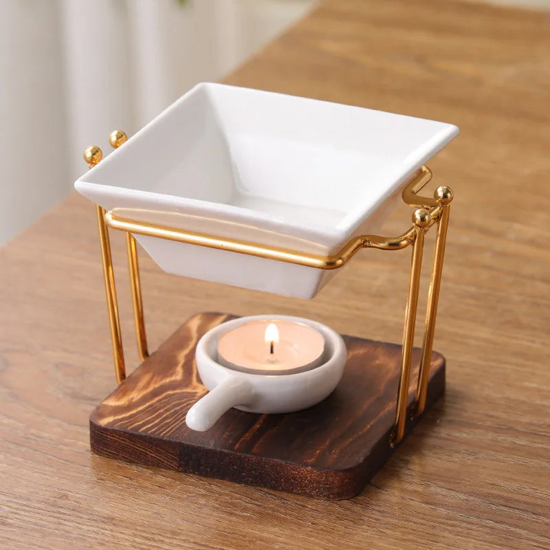 Essential Oil Wax Melt Burner Oil Burner Aromatherapy Wooden Ceramic Incense Burner Wholesale Decorations for Home