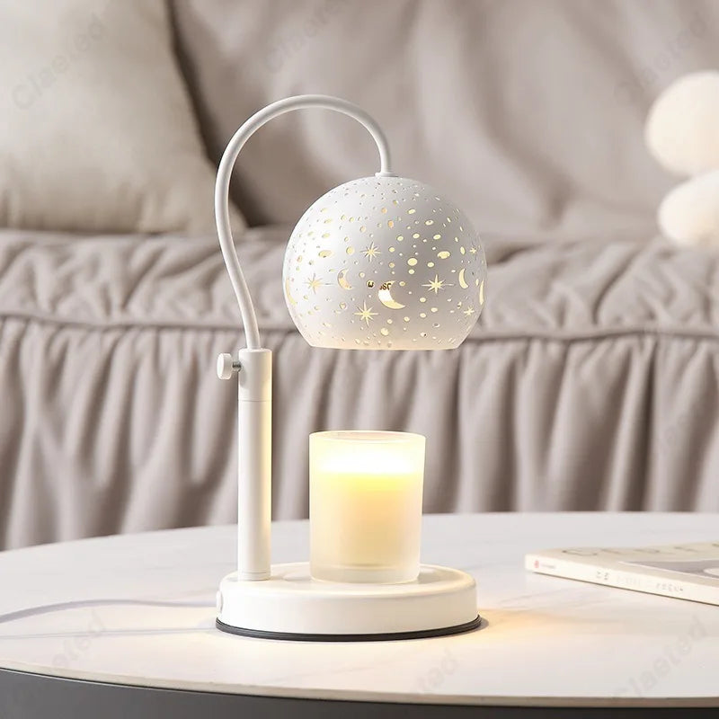 Creative Wax Melting Aromatherapy Lamp Starry Lampshade Melting Candle Timed Switch Brightness Adjustable Bedside Atmosphere