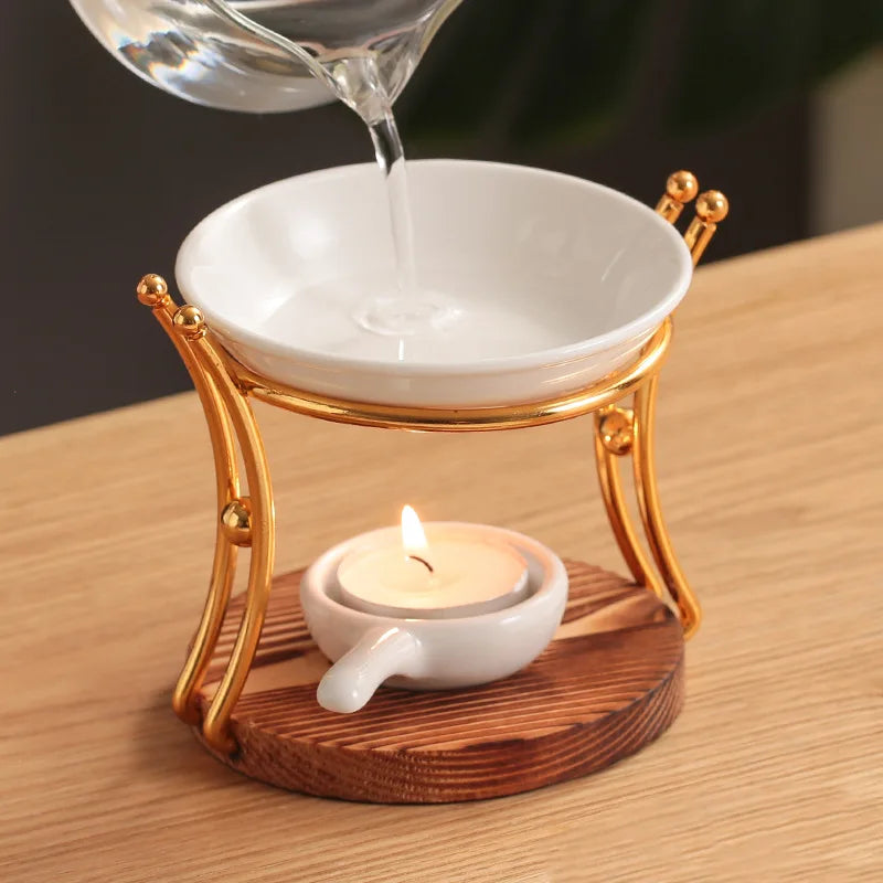 Essential Oil Wax Melt Burner Oil Burner Aromatherapy Wooden Ceramic Incense Burner Wholesale Decorations for Home