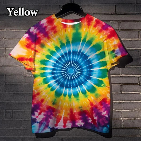 Cool Tie Dye 3D Printed T Shirts Fashion Street Fun Casual Short Sleeve Men and Women Printed Vertigo T-Shirts