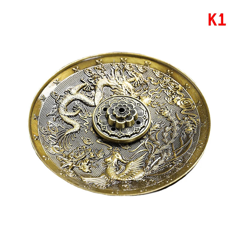 Dragon And Phoenix Bronze Incense Tray Twelve Zodiac Antique Thread Incense Holder Coil Incense Burner Indoor Sandalwood Stove