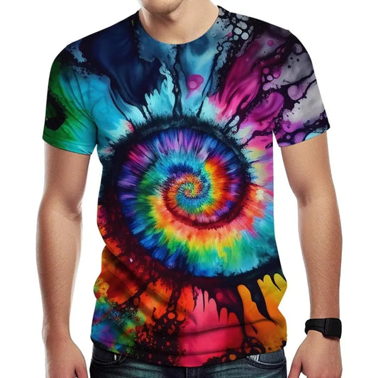 Colorful Tie Dye Pattern 3D Print T-shirts Men Woman Harajuku Streetwear O-neck T Shirt Hip Hop Unisex Tees Tops Clothing