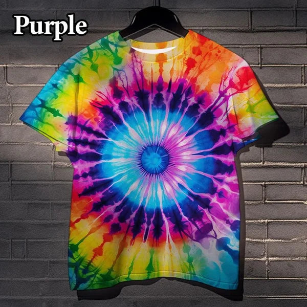 Cool Tie Dye 3D Printed T Shirts Fashion Street Fun Casual Short Sleeve Men and Women Printed Vertigo T-Shirts