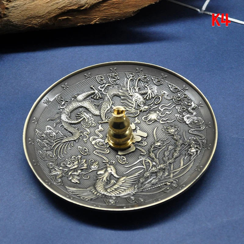 Dragon And Phoenix Bronze Incense Tray Twelve Zodiac Antique Thread Incense Holder Coil Incense Burner Indoor Sandalwood Stove