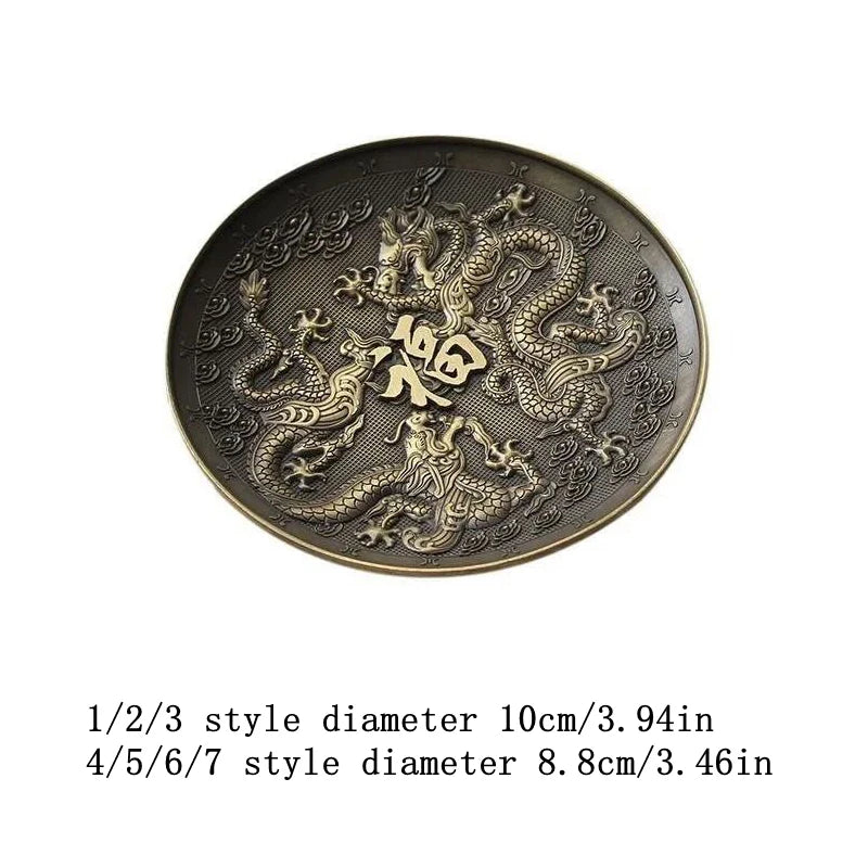 Dragon And Phoenix Bronze Incense Tray Twelve Zodiac Antique Thread Incense Holder Coil Incense Burner Indoor Sandalwood Stove