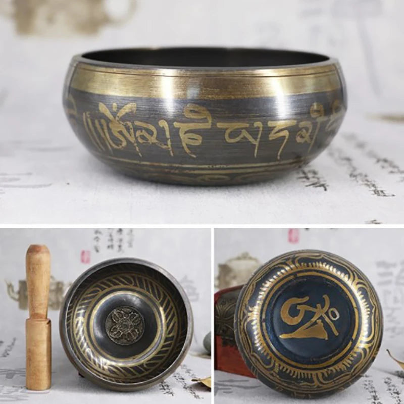 Nepal handmade Buddha sound bowl sound therapy yoga meditation singing bowl Tibet prayer bowl metal craft home decor ornaments