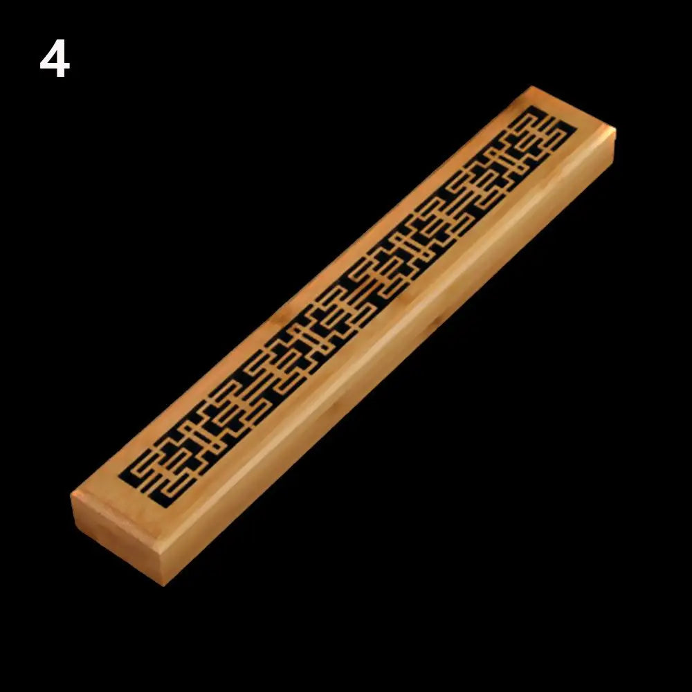 Bamboo Wood Incense Stick Holder Redwood Burning Joss Incense Box Burner Ash Catcher Table Ornament Home Decoration