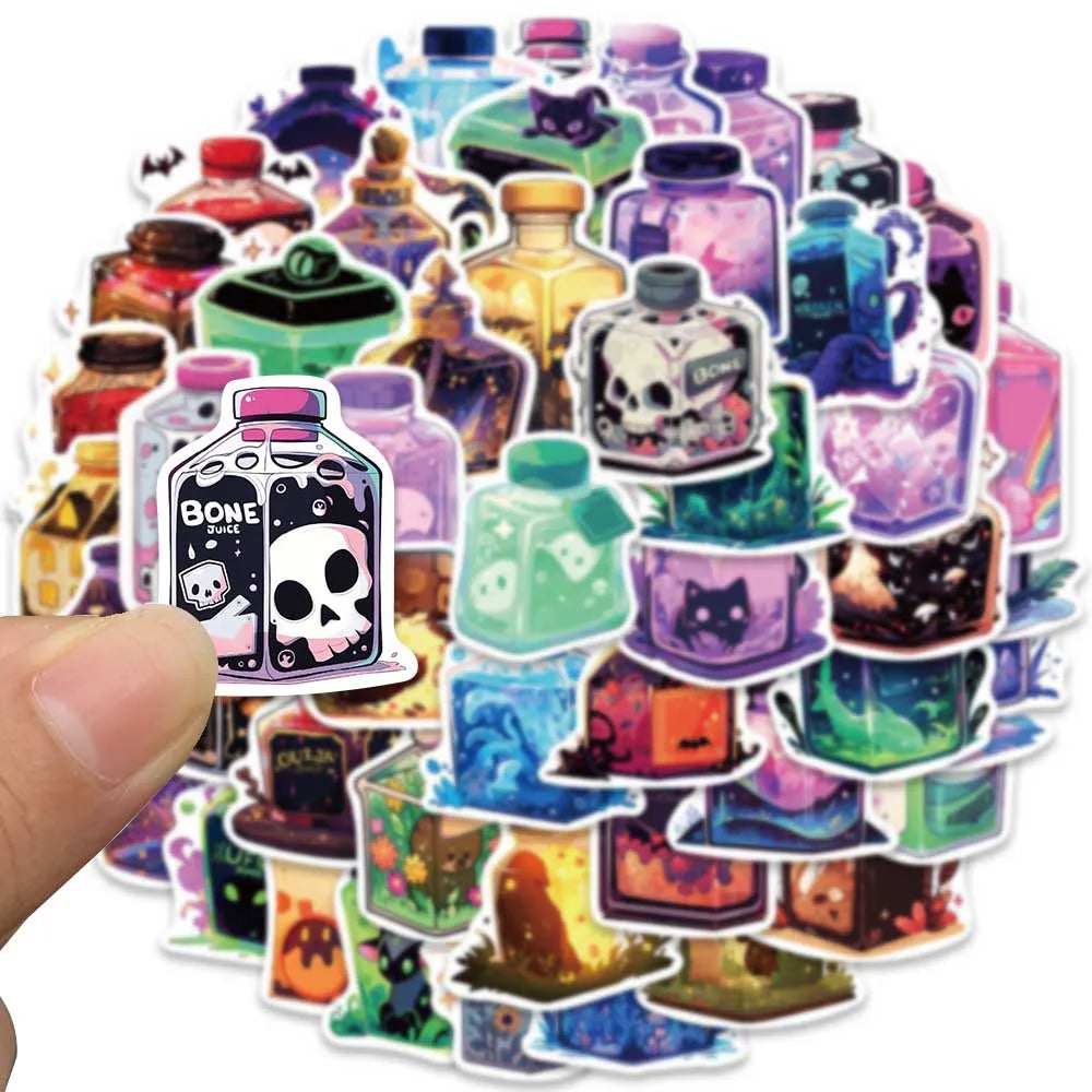 50pcs Cute Cartoon Magic Potion Graffiti Stickers For Laptop Water Bottle Luggage Notebook Waterproof Vinyl Phone Decals