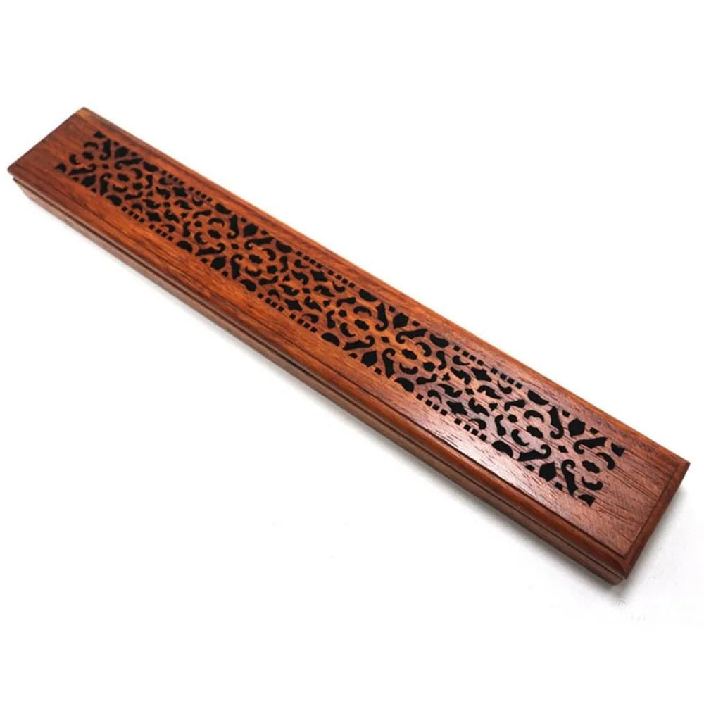 Bamboo Wood Incense Stick Holder Redwood Burning Joss Incense Box Burner Ash Catcher Table Ornament Home Decoration