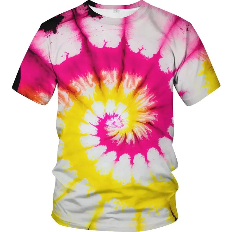 Colorful Tie Dye Pattern 3D Print T-shirts Men Woman Harajuku Streetwear O-neck T Shirt Hip Hop Unisex Tees Tops Clothing