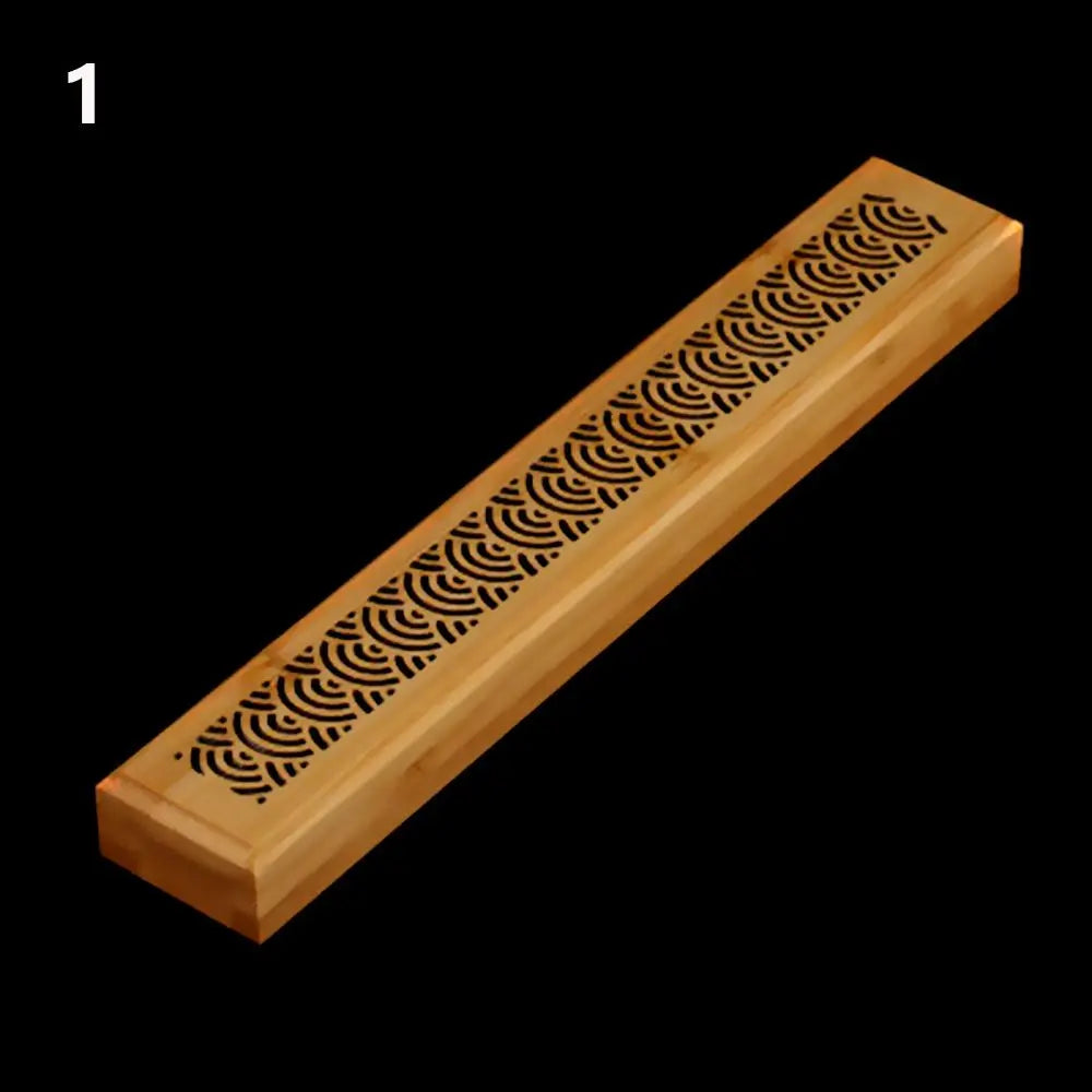 Bamboo Wood Incense Stick Holder Redwood Burning Joss Incense Box Burner Ash Catcher Table Ornament Home Decoration