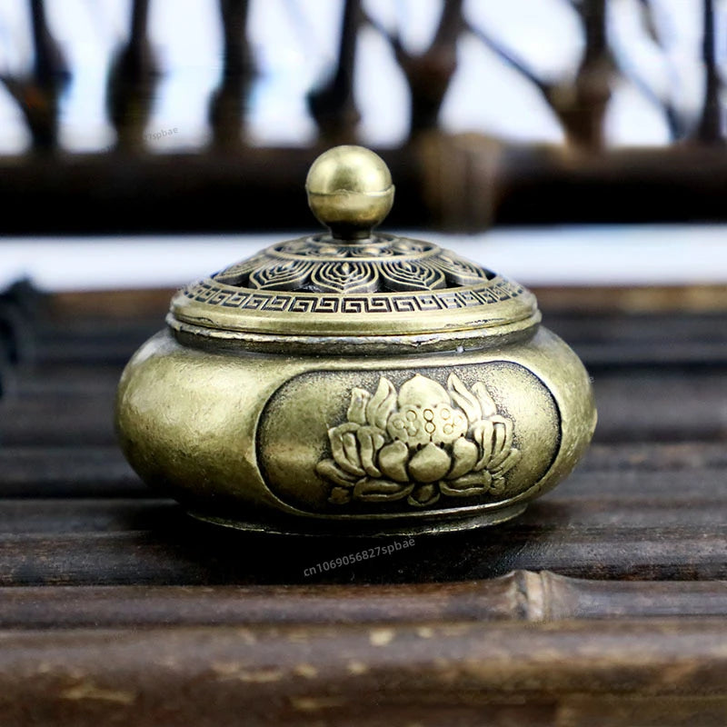 Buddhist Utensils Incense Burner Lotus Incense Censer Archaic Copper Alloy Sandalwood House Furnishings Home Office Decoration