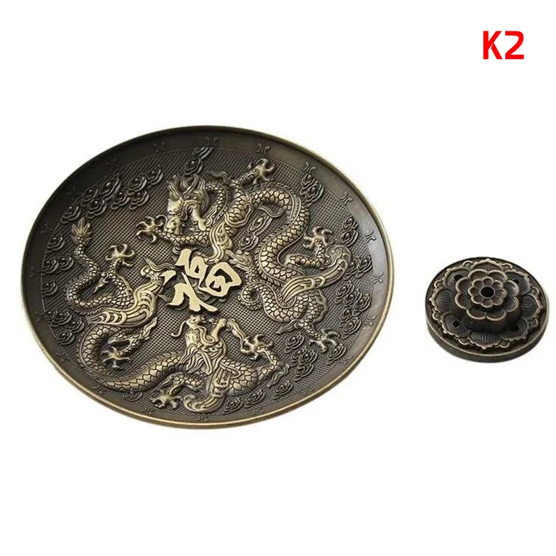 Dragon And Phoenix Bronze Incense Tray Twelve Zodiac Antique Thread Incense Holder Coil Incense Burner Indoor Sandalwood Stove