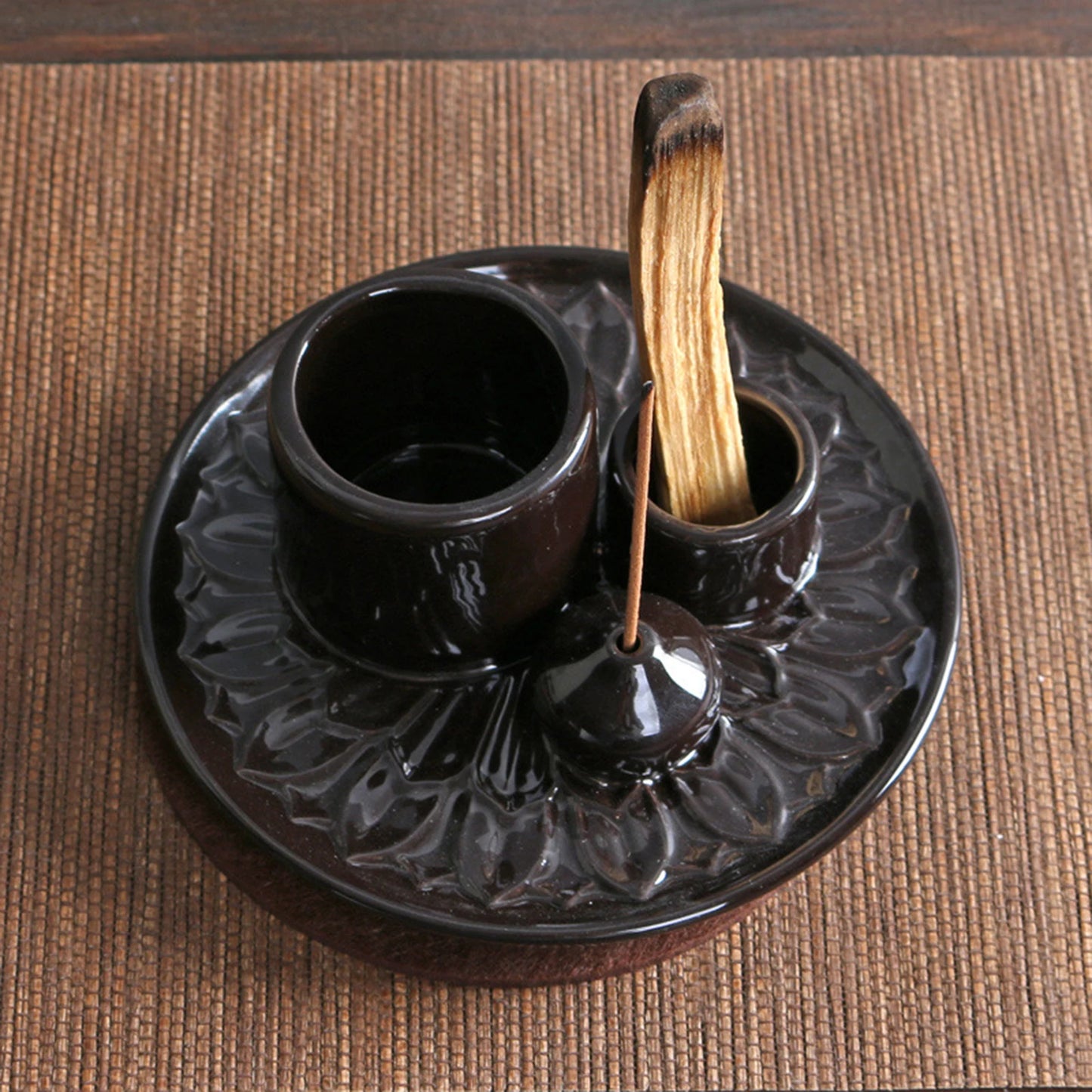 4 in 1 Incense Burner, Sage Palo Santo Holder, Incense Stick Holder Candles Holder Ceramic Censer for Meditation Living Room