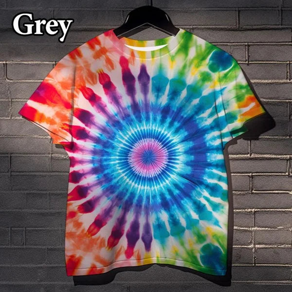 Cool Tie Dye 3D Printed T Shirts Fashion Street Fun Casual Short Sleeve Men and Women Printed Vertigo T-Shirts