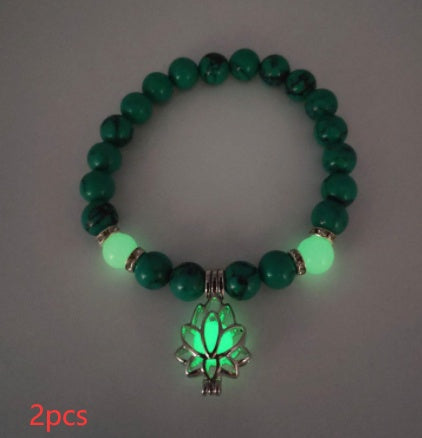 Energy Luminous Lotus Natural Stone Bracelet Yoga Healing Luminous Glow In The Dark Charm Beads Bracelet For Men Women Prayer Buddhism